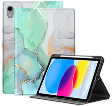 Load image into Gallery viewer, ProElite Book Cover Case for Apple iPad (A16) 11th/10th Generation (2025/2022) Cover, Smart Flip Case Book Cover for Apple iPad 11th/10th 2025/2022 Generation with Pencil Holder, Marble Green