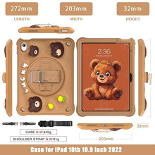 Load image into Gallery viewer, ProElite Cover for Apple iPad (A16) 11th/10th Generation (2025/2022) Case Cover, Tough Bubble Kids case Cover for Apple iPad 11th/10th Gen 2025/2022 with Rotating Kickstand & Shoulder Strap, Brown