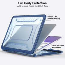 Load image into Gallery viewer, ProElite Transparent Case for MacBook Neo 13 inch 2026 Model Touch ID, Heavy Duty Honeycomb Hard Shell with Slim TPU Bumper and Fold Kickstand, Dark Blue