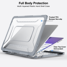 Load image into Gallery viewer, ProElite Transparent Case for MacBook Neo 13 inch 2026 Model Touch ID, Heavy Duty Honeycomb Hard Shell with Slim TPU Bumper and Fold Kickstand, Grey