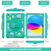 Load image into Gallery viewer, ProElite Cover for Apple iPad (A16) 11th/10th Generation (2025/2022) Case Cover, Tough Bubble Kids case Cover for Apple iPad 11th/10th Gen 2025/2022 with Rotating Kickstand & Shoulder Strap, Green