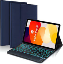 Load image into Gallery viewer, ProElite TouchPad Keyboard case for Redmi Pad SE 11 inch, Magnetic Detachable Wireless Bluetooth TouchPad Keyboard Built-in 7-Colors Backlit, Dark Blue