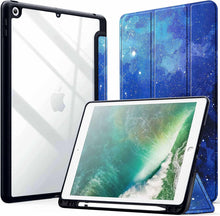Load image into Gallery viewer, ProElite Smart Flip Case Cover for Apple iPad 9.7 inch 2018/2017 5th 6th Generation, Clear Soft Back with Pencil Holder, Stars