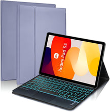 Load image into Gallery viewer, ProElite TouchPad Keyboard case for Redmi Pad SE 11 inch, Magnetic Detachable Wireless Bluetooth TouchPad Keyboard Built-in 7-Colors Backlit, Lavender