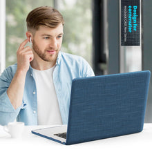 Load image into Gallery viewer, ProElite Case for MacBook Air 15 Case 2023 2024 2025 Release M4 M3 A3114 M2 A2941 with Touch ID, Fabric Material Hard Shell with Slim TPU Bumper and Fold Kickstand, Navy