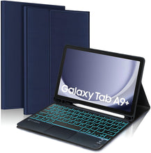 Load image into Gallery viewer, ProElite TouchPad Keyboard case for Samsung Galaxy Tab A9 Plus 11 inch with S Pen Holder, Magnetic Detachable Wireless Bluetooth TouchPad Keyboard Built-in 7-Colors Backlit, Dark Blue