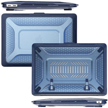 Load image into Gallery viewer, ProElite Transparent Case for MacBook Air 13" M2 2025/2024 M1 2021 2020 Release A2337 A2179 A1932 Model Touch ID, Heavy Duty Honeycomb Hard Shell with Slim TPU Bumper and Fold Kickstand, Dark Blue