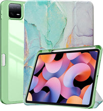Load image into Gallery viewer, ProElite for Xiaomi Mi Pad 6 case Cover, Transaprent Flip Case for Xiaomi Mi Pad 6 11 inch with Pen Holder (Supports Auto Sleep Wake Function), Marble Green