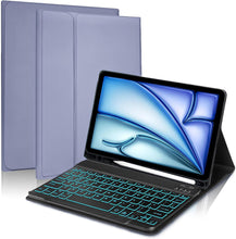 Load image into Gallery viewer, ProElite Keyboard case for Apple iPad Air 11 M3/M2 2025/2024/Pro 11" 4/3rd Gen & Air 5th/4th Gen 10.9" with Pencil Holder, Detachable Wireless Bluetooth Keyboard Built-in 7-Colors Backlit, Lavender