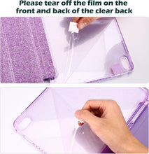 Load image into Gallery viewer, ProElite Case for iPad Air 11 Inch M4/M3/M2, iPad Air 10.9 inch 5th/4th Gen case Cover, Transparent Smart Flip Cover with Pencil Holder, Glittering Purple