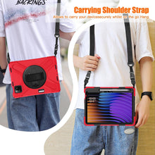 Load image into Gallery viewer, ProElite Cover for Xiaomi Mi Pad 8/8 Pro/Mi Pad 7/7 Pro 11.2 inch, Rugged 3 Layer Armor case with Hand Grip & Rotating Kickstand with Shoulder Strap & Pen Holder, Red