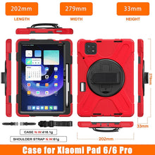 Load image into Gallery viewer, ProElite Rugged 3 Layer Armor case Cover for Xiaomi Mi Pad 6 11inch with Hand Grip and Rotating Kickstand with Shoulder Strap & Pen Holder, Red