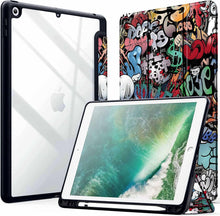 Load image into Gallery viewer, ProElite Smart Flip Case Cover for Apple iPad 9.7 inch 2018/2017 5th 6th Generation, Clear Soft Back with Pencil Holder, Hippy