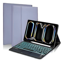 Load image into Gallery viewer, ProElite TouchPad Keyboard case for Apple iPad Pro 11 inch 2024/2025 M4/M5 5th/6th Gen with Pencil Holder, Magnetic Detachable Bluetooth TouchPad Keyboard Built-in 7-Colors Backlit, Lavender