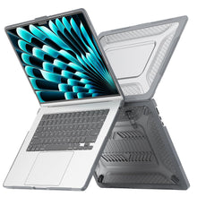 Load image into Gallery viewer, ProElite Case for MacBook Air 15 inch Case 2023 2024 Release M3 A3114 M2 A2941 with Liquid Retina Display & Touch ID,Heavy Duty Honeycomb Hard Shell with Slim TPU Bumper and Fold Kickstand, Grey