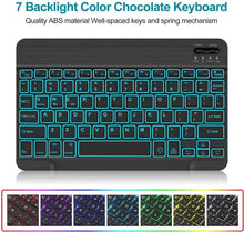 Load image into Gallery viewer, ProElite Keyboard case for Apple iPad (A16) 11th/10th Gen 2025/2022 with Pen Holder, Magnetic Detachable Wireless Bluetooth Keyboard (Built-in 7-Colors Backlit), Carbon Black
