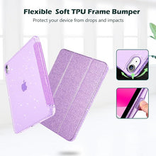 Load image into Gallery viewer, ProElite Case Cover for Apple iPad (A16) 11th/10th Generation (2025/2022), Transparent case cover with pencil holder for iPad 11th/10th Gen 2025/2022, Glittering Purple