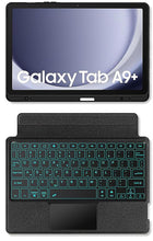 Load image into Gallery viewer, (Refurbished) ProElite Wireless Bluetooth TouchPad Keyboard Case for Samsung Galaxy Tab A9 Plus 11 inch, Magnetic Detachable Wireless Bluetooth TouchPad Keyboard Built-in 7-Colors Backlit with S Pen Holder, Black