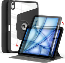 Load image into Gallery viewer, ProElite for iPad Air 11 inch M4/M3/M2 2026/2025/2024, Air 5th/4th Gen 10.9" & Pro 11 inch 2022 4th/3rd Gen case Cover, 360 Degree Rotatable Smart Flip Cover Transparent Back with Pencil Holder, Black