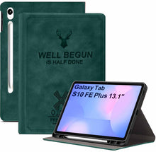 Load image into Gallery viewer, ProElite Case Cover for Samsung Galaxy Tab S10 FE Plus 13.1 inch Case, Deer Flip case Cover for Samsung Galaxy Tab S10 FE Plus 13.1 inch with Pen Holder, Dark Green