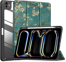 Load image into Gallery viewer, ProElite Case Cover for Apple iPad Pro 13 M4/M5 2024/2025 Cover, Transparent Smart Flip Cover for iPad Pro 13 inch M4/M5 2024/2025 with Pencil Holder, Flowers