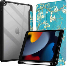 Load image into Gallery viewer, ProElite Case Cover for Apple iPad 10.2 inch Case, Smart Flip Case Cover for Apple iPad 10.2 inch 2021 9th/8th/7th Gen, Clear Soft Back with Pencil Holder, Flowers