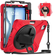 Load image into Gallery viewer, ProElite Rugged 3 Layer Armor case for Apple iPad Air 11 M3/M2 2025/2024/iPad Air 5th/4th Gen 10.9/iPad Pro 11 4th/3rd Gen with Apple Pencil Holder, Hand Grip and Rotating Kickstand, Red