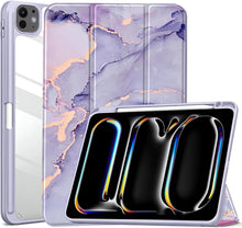 Load image into Gallery viewer, ProElite Case Cover for Apple iPad Pro 11 inch 2024/2025 M4/M5 5th/6th Gen Cover, Smart Flip Case for Apple iPad Pro 11 inch M4/M5, Transparent Smart Flip Cover with Pencil Holder, Marble Purple