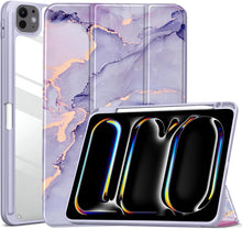 Load image into Gallery viewer, ProElite Case Cover for Apple iPad Pro 13 M4/M5 2024/2025 Cover, Transparent Smart Flip Cover for iPad Pro 13 inch M4/M5 2024/2025 with Pencil Holder, Marble Purple