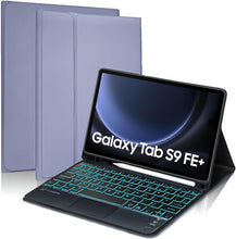 Load image into Gallery viewer, ProElite TouchPad Keyboard case for Samsung Galaxy Tab S9 FE+/S10+ 12.4 inch with S Pen Holder, Magnetic Detachable Wireless Bluetooth TouchPad Keyboard Built-in 7-Colors Backlit, Lavender