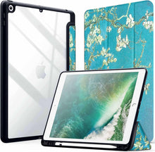 Load image into Gallery viewer, ProElite Smart Flip Case Cover for Apple iPad 9.7 inch 2018/2017 5th 6th Generation, Clear Soft Back with Pencil Holder, Flowers