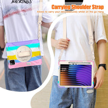 Load image into Gallery viewer, ProElite Cover for Xiaomi Mi Pad 7/7 Pro 11.2 inch Case, Rugged 3 Layer Armor case for Xiaomi Mi Pad 7/7 Pro with Hand Grip and Rotating Kickstand with Shoulder Strap & Pen Holder, Rainbow Pink