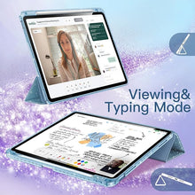 Load image into Gallery viewer, ProElite Case Cover for Apple iPad (A16) 11th/10th Generation (2025/2022), Transparent case Cover with Pencil Holder for iPad 11th/10th Gen 2025/2022, Glittering Light Blue