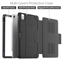 Load image into Gallery viewer, ProElite case for iPad Air 11 inch 2024/ iPad Air 5th/4th Gen 10.9 Inch, iPad Pro 11 4th/3rd Gen Smart Magnetic Shockproof Protective Case with 5 Stable Stands with Pencil Holder, Black