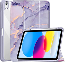 Load image into Gallery viewer, ProElite Case Cover for Apple iPad (A16) 11th/10th Generation (2025/2022), Transparent case Cover with Pencil Holder for iPad 11th/10th Gen 2025/2022, Marble Purple