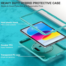 Load image into Gallery viewer, ProElite Cover for iPad (A16) 11th/10th Gen (2025/2022) Case, Rugged Shockproof Armor case for iPad 11th/10th Gen with Hand Grip and Rotating Kickstand (Transparent back) with Should Strap, Light Blue