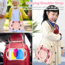 Load image into Gallery viewer, ProElite Tough Kids case Cover for Apple iPad (A16) 11th/10th Gen (2025/2022) with Rotating Kickstand and Shoulder Strap, Pink