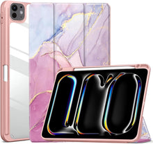 Load image into Gallery viewer, ProElite Case Cover for Apple iPad Pro 11 inch 2024/2025 M4/M5 5th/6th Gen Cover, Smart Flip Case for Apple iPad Pro 11 inch M4/M5, Transparent Smart Flip Cover with Pencil Holder, Marble Pink