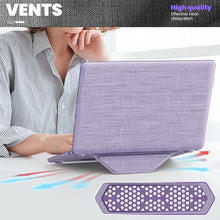 Load image into Gallery viewer, ProElite Case for MacBook Air 15 Case 2023 2024 2025 Release M4 M3 A3114 M2 A2941 with Touch ID, Fabric Material Hard Shell with Slim TPU Bumper and Fold Kickstand, Purple