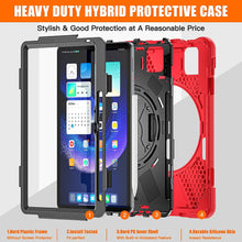 Load image into Gallery viewer, ProElite Rugged 3 Layer Armor case Cover for Xiaomi Mi Pad 6 11inch with Hand Grip and Rotating Kickstand with Shoulder Strap & Pen Holder, Red