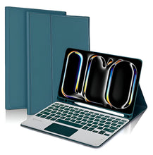 Load image into Gallery viewer, ProElite TouchPad Keyboard case for Apple iPad Pro 11 inch 2024/2025 M4/M5 5th/6th Gen with Pencil Holder, Magnetic Detachable Bluetooth TouchPad Keyboard Built-in 7-Colors Backlit, Dark Green