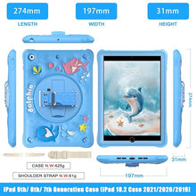 Load image into Gallery viewer, ProElite Cover for Apple iPad 10.2 inch Case Cover, Tough Bubble Kids case Cover for Apple iPad 10.2" 9th/8th/7th Gen with Rotating Kickstand & Shoulder Strap, Blue