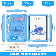 Load image into Gallery viewer, ProElite Cover for Apple iPad (A16) 11th/10th Generation (2025/2022) Case Cover, Tough Bubble Kids case cover for Apple iPad 11th/10th Gen 2025/2022 with Rotating Kickstand & Shoulder Strap, Blue