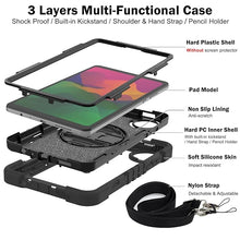 Load image into Gallery viewer, ProElite for Redmi Pad SE 8.7 inch case, Rugged 3 Layer Armor case Cover for Redmi Pad SE 8.7 inch with Hand Grip and Rotating Kickstand with Shoulder Strap, Black