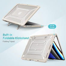 Load image into Gallery viewer, ProElite Case for MacBook Pro 14 inch Case 2025 2024 2023 2022 2021 M5/M4/M3 A2918 A2992 M2 A2779 M1 A2442 Pro Max,Heavy Duty Honeycomb Hard Shell with Slim TPU Bumper and Fold Kickstand, Stone