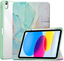 Load image into Gallery viewer, ProElite Case Cover for Apple iPad (A16) 11th/10th Generation (2025/2022), Transparent case Cover with Pencil Holder for iPad 11th/10th Gen 2025/2022, Marble Green
