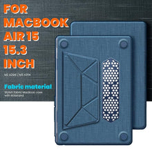 Load image into Gallery viewer, ProElite Case for MacBook Air 15 Case 2023 2024 2025 Release M4 M3 A3114 M2 A2941 with Touch ID, Fabric Material Hard Shell with Slim TPU Bumper and Fold Kickstand, Navy