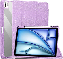 Load image into Gallery viewer, ProElite Case for iPad Air 11 Inch M4/M3/M2 2026/2025/2024, iPad Air 10.9 inch 5th/4th Gen & iPad Pro 11" 4th/3rd Gen Cover, Transparent Smart Flip Cover with Pencil Holder, Glittering Purple