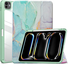 Load image into Gallery viewer, ProElite Case Cover for Apple iPad Pro 11 inch 2024/2025 M4/M5 5th/6th Gen Cover, Smart Flip Case for Apple iPad Pro 11 inch M4/M5, Transparent Smart Flip Cover with Pencil Holder, Marble Green