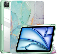 Load image into Gallery viewer, ProElite Case for iPad Air 11 Inch M3/M2 2025/2024, iPad Air 10.9 inch 5th/4th Gen & iPad Pro 11 inch 4th/3rd Gen 2022 case Cover, Transparent Smart Flip Cover with Pencil Holder, Marble Green